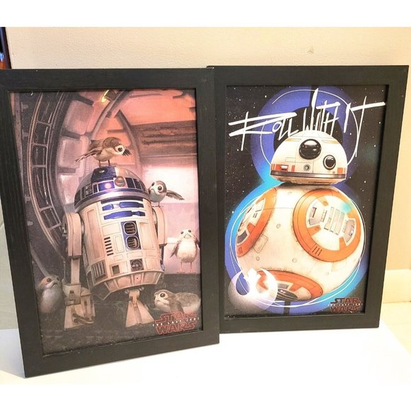 Star Wars R2D2 And Bb8 Robots Framed Wall Art 19"x13" Return Of The Jedi - Picture 1 of 9